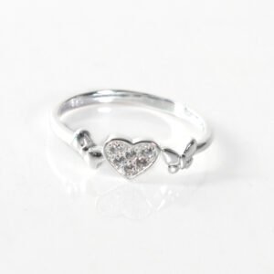 Anillo corazón con circones y mariposa